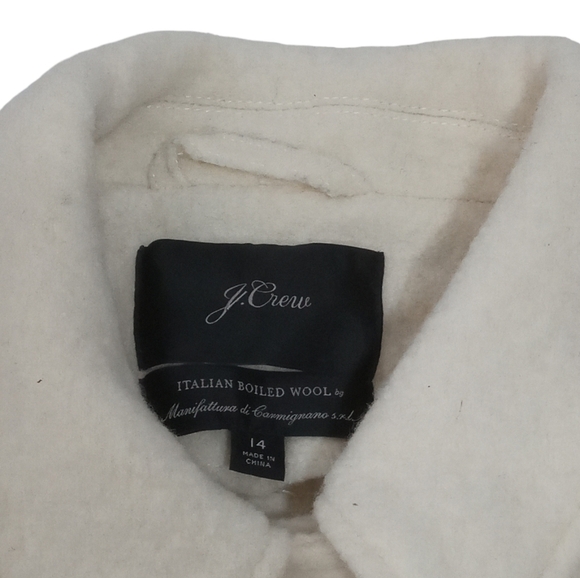 J Crew Women’s Wool Ivory Stadium Double Breasted Patch Pocket PeaCoat SZ 14 - Picture 5 of 9